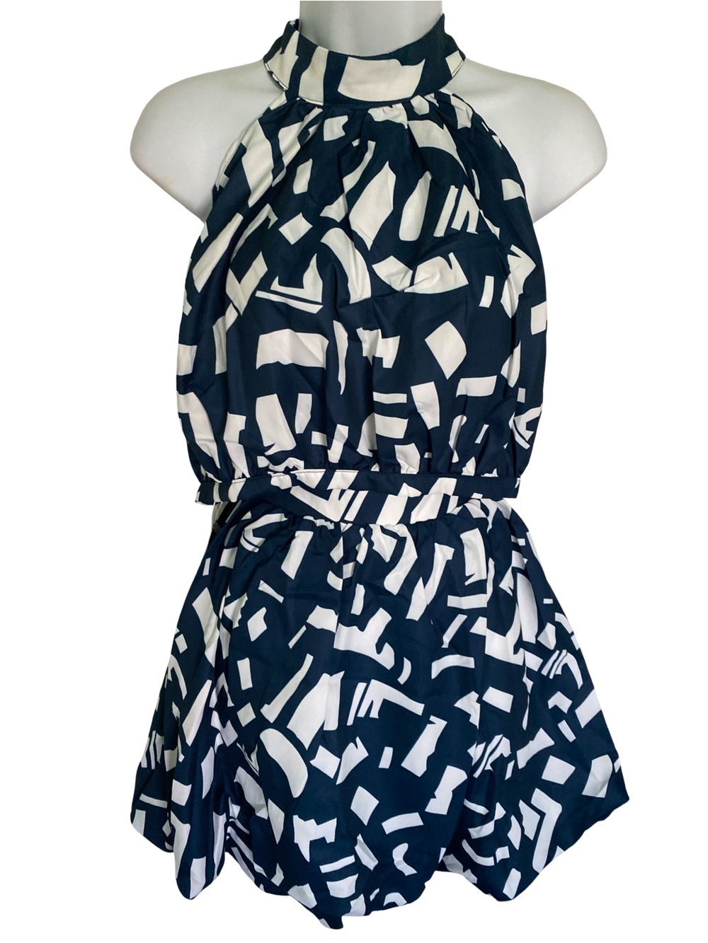 Lorigal  Navy & White Halter Twi Puece Dress-XL